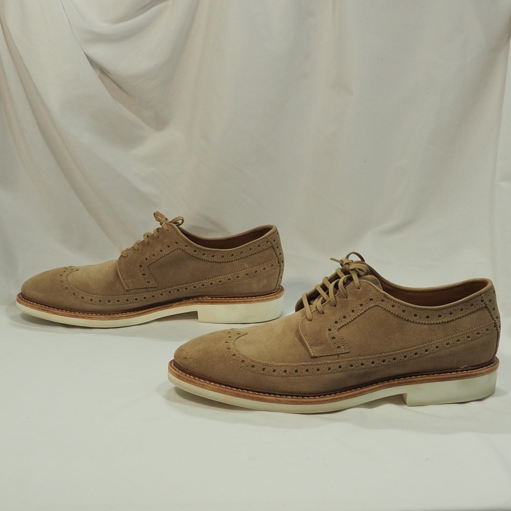 Allen Edmonds William Shoes Mens 11.5 Tan Suede Longwing Derby Wingtip Oxford - Picture 6 of 11